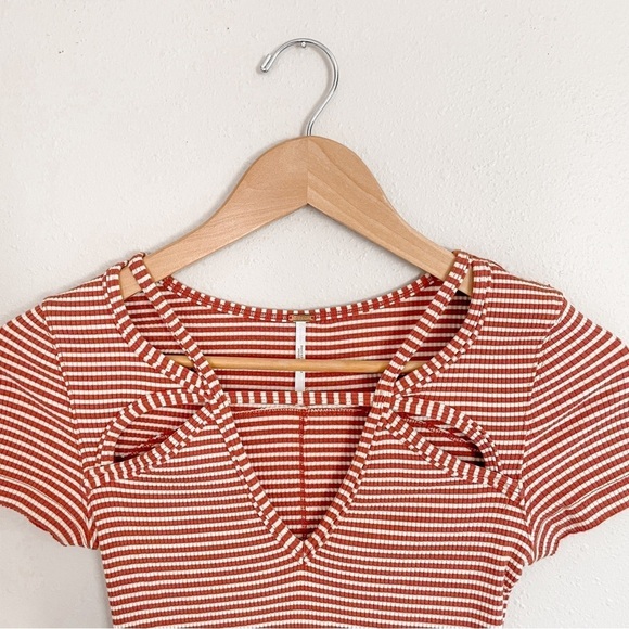 Free People | Frenchie Striped Cut Out Ribbed 90’s Y2K Tee - Picture 6 of 14